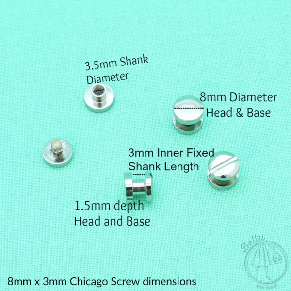 8mm x 3mm Chicago Screws dimensions