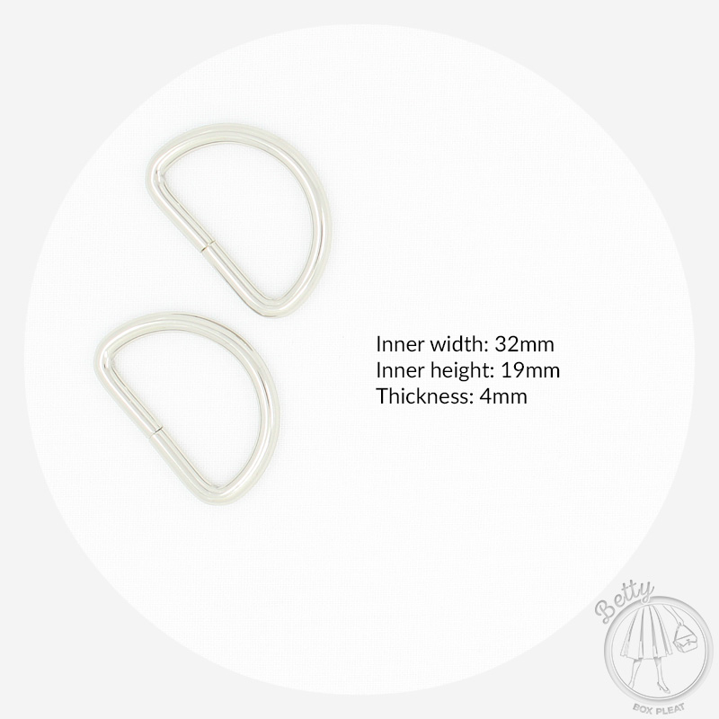 32DRS-1 32mm D Ring - Silver - dimensions