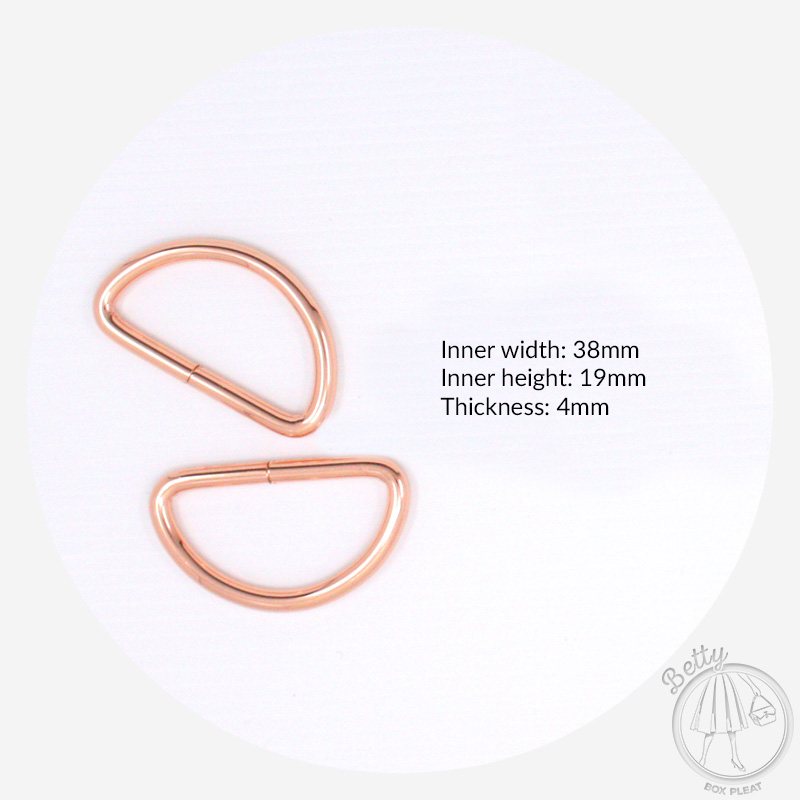38DRRG-1 38mm D Ring - Rose Gold - dimensions
