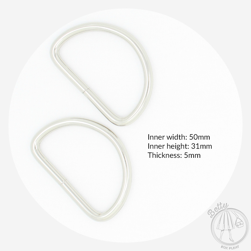 50DRS-1 50mm D Ring - Silver - dimensions